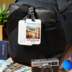Vintage Granada Alhambra Spanien Reise Gepäckanhänger