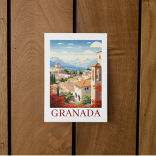 Vintage Granada Alhambra Spanien Reise Postkarte