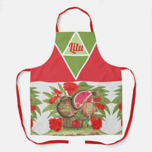 Vintage-Granatapfelblumen und personalisierte Früc Schürze