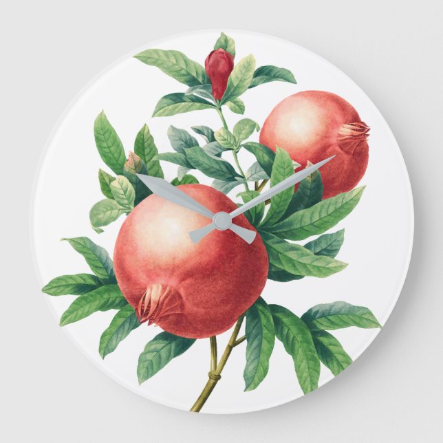 Vintage Granatfruchtzweigung Große Wanduhr (Vorderseite)