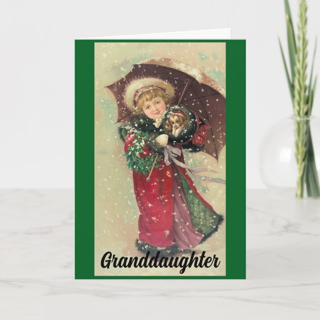 Vintage Grandtochter Weihnachtskarte Feiertagskarte (Vorderseite)