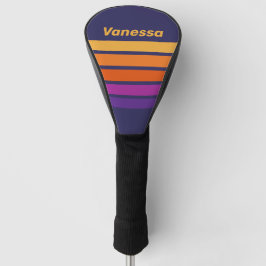 Vintage Grape Rainbow Across Striping with Name Golf Headcover