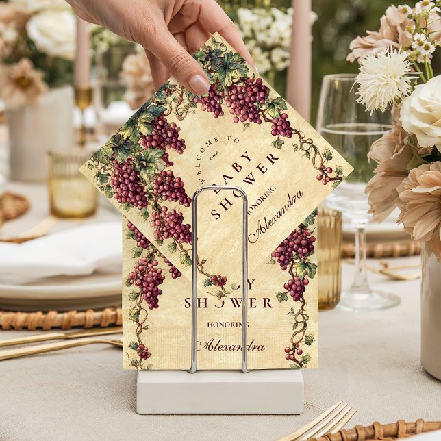Vintage Grape Vineyard Botanical Baby Shower Serviette (Von Creator hochgeladen)