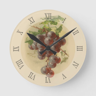 Vintage grapes runde wanduhr