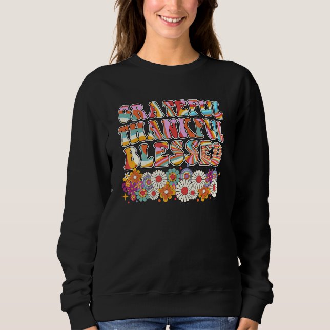 Vintage Grateful Thankful Blessed   Thanksgiving D Sweatshirt (Vorderseite)