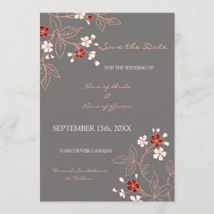 Vintage graue Blumenhochzeit retten das Datum Save The Date