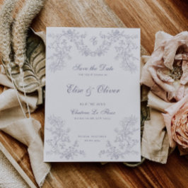 Vintage graue Chinoiserie Monogram Wedding Save The Date