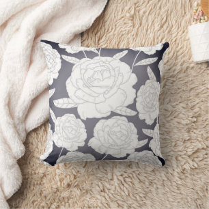 Vintage graue Rose Kissen