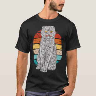 Vintage graue schottische Katze mit kurzen Ohren H T-Shirt