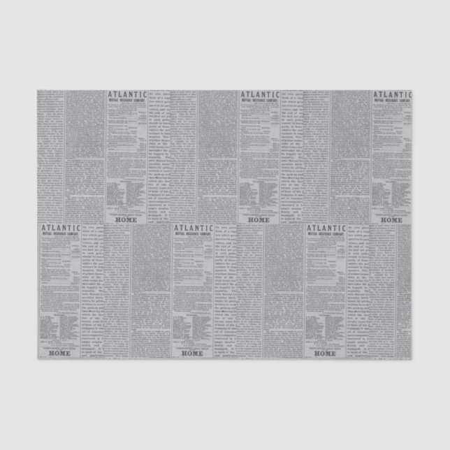 Vintage graue Zeitung Seidenpapier (Vorderseite)