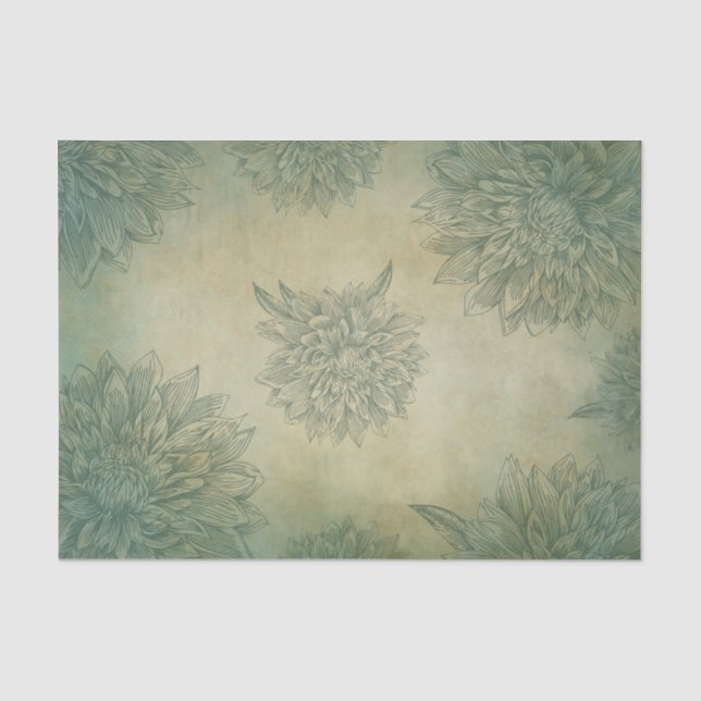 Vintage graugraue Blume Seidenpapier (Vorderseite)