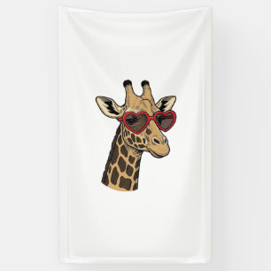 Vintage gravierte Giraffe Herz Sonnenbrille Design Banner