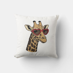 Vintage gravierte Giraffe Herz Sonnenbrille Design Kissen