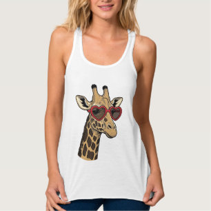Vintage gravierte Giraffe Herz Sonnenbrille Design Tank Top