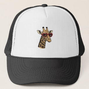 Vintage gravierte Giraffe Herz Sonnenbrille Design Truckerkappe