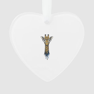 Vintage gravierte Giraffe mit Brille Design_1 Ornament