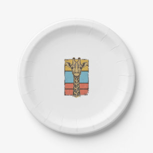 Vintage gravierte Giraffe Retro-Streifen-Shirt-Des Pappteller