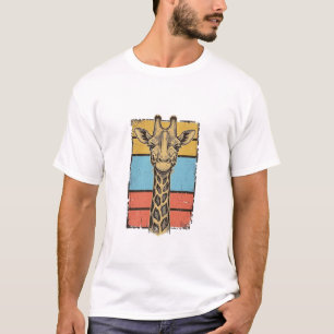 Vintage gravierte Giraffe Retro-Streifen-Shirt-Des T-Shirt
