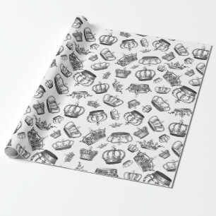 Vintage gravierte königliche Kronen Geschenkpapier