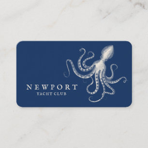 Vintage, gravierte Octopus Ocean Nautical Navy Visitenkarte