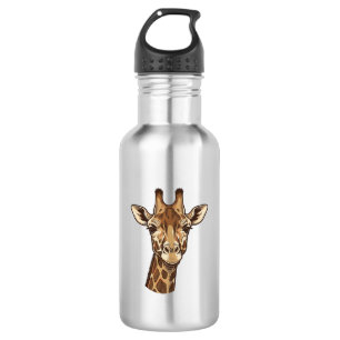 Vintage gravierter Giraffenkopf-Vektordesign_1 Edelstahlflasche