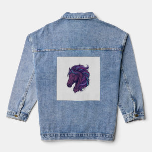Vintage graviertes bunte Pferdekopf-Kunst-Shirt_1 Jeansjacke