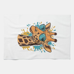 Vintage graviertes cooles Giraffen-Sonnenbrillen-S Geschirrtuch
