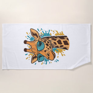 Vintage graviertes cooles Giraffen-Sonnenbrillen-S Strandtuch