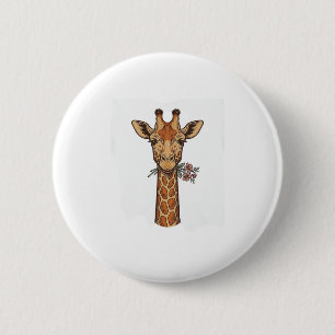 Vintage graviertes Giraffe Mit Blumen Shirt_1 Button