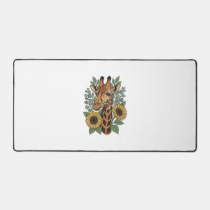 Vintage graviertes Giraffe Sonnenblume Blumenhemd_ Schreibtischunterlage