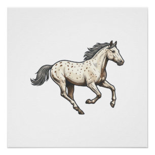 Vintage graviertes laufendes Appaloosa-Pferd Desig Poster