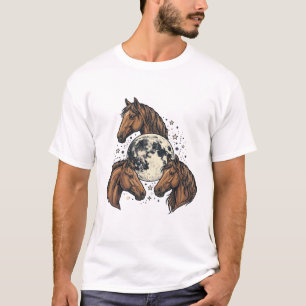 Vintage graviertes Pferd Mond Vektor T-Shirt Desig