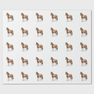Vintage graviertes Pinto-Pferd Vektor-Design_1 Geschenkpapier