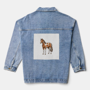 Vintage graviertes Pinto-Pferd Vektor Design_1 Jeansjacke