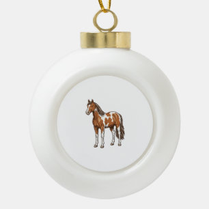 Vintage graviertes Pinto-Pferd Vektor-Design_1 Keramik Kugel-Ornament