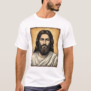 Vintage graviertes religiöses Porträt-Shirt-Design T-Shirt