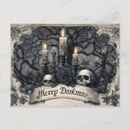 Vintage Gravur einer gotischen Weihnachtslandschaf Postkarte