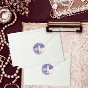 Vintage Gravur eines wunderschönen Frauengesichts Runder Aufkleber