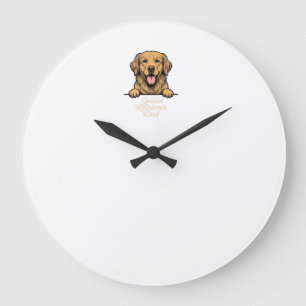 Vintage-Gravur Golden Retriever Vater Große Wanduhr