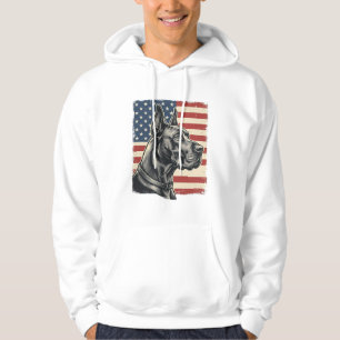 Vintage Great Dane patriotische Flagge Vektor Desi Hoodie