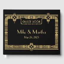 Vintage Great Gatsby Art Déco Mariage Livre d'hôte
