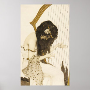 Vintage Greek Harpist Poster