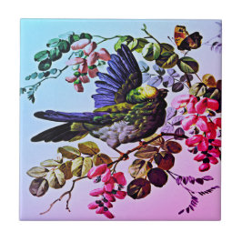 Vintage Green Bird Illustration von L. Prang & Co  Fliese