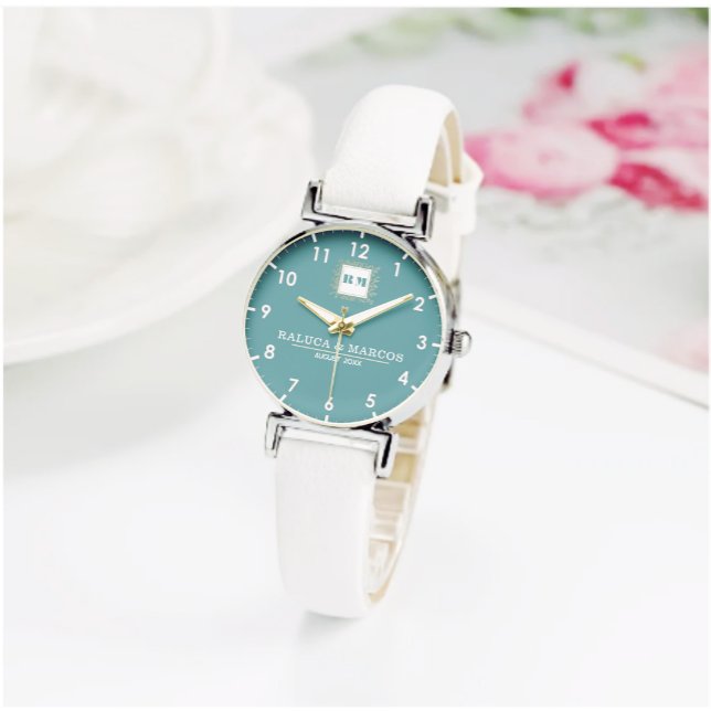 Vintage green boho monogram couple names armbanduhr (Von Creator hochgeladen)