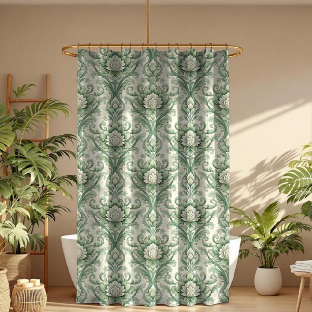 Vintage green botanical pattern duschvorhang (Von Creator hochgeladen)