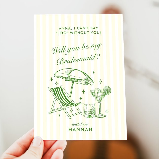 Vintage Green Bridesmaid-Vorschlagskarte Einladung (Von Creator hochgeladen)