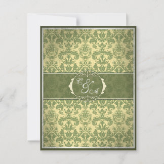 Vintage Green Damask Empfang-Karte Einladung