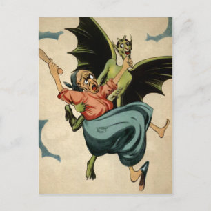 Vintage Green Devil Postkarte