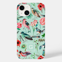 Vintage Green Floral Birds Botanical Pattern Case-Mate iPhone 14 Hülle