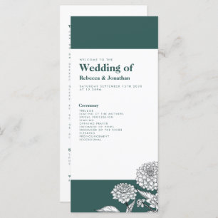 Vintage Green Floral Wedding Programme
